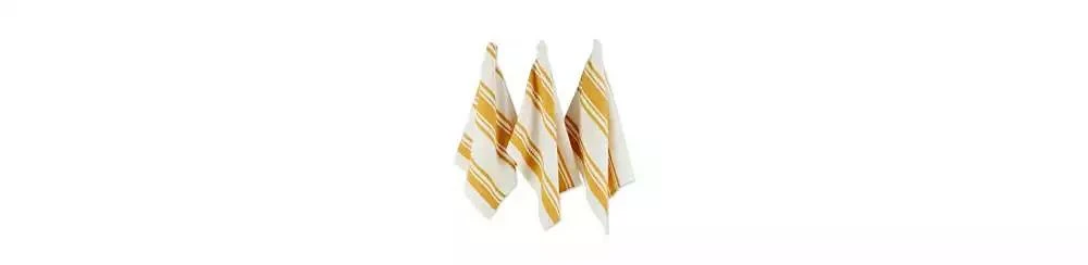 Design Imports Everyday Kitchen Dishtowel Collection Large Chef Stripe Tea Towel, 18x28", Honey Gold, 3 Count 1