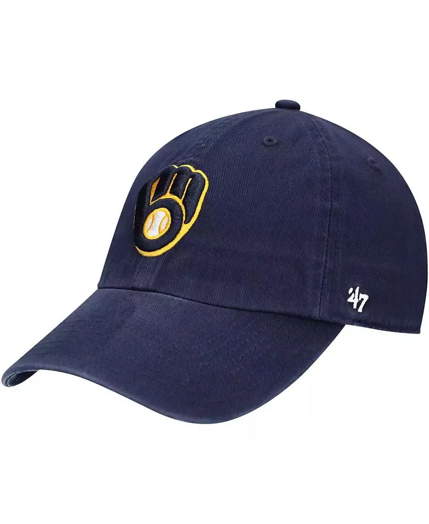 47 Brand Youth Navy Milwaukee Brewers Team Logo Clean Up Adjustable Hat 1
