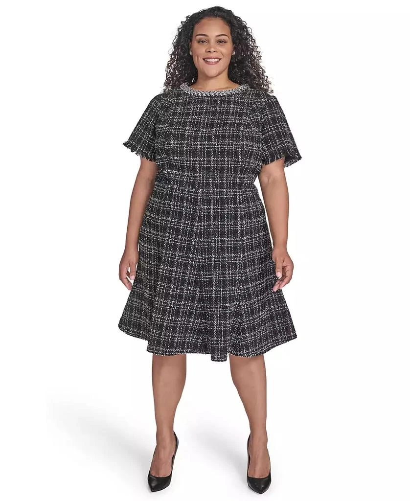 slim fit dress slacks Belted Fit & Flare Tweed Mini Blazer Pleated Dress main image 0