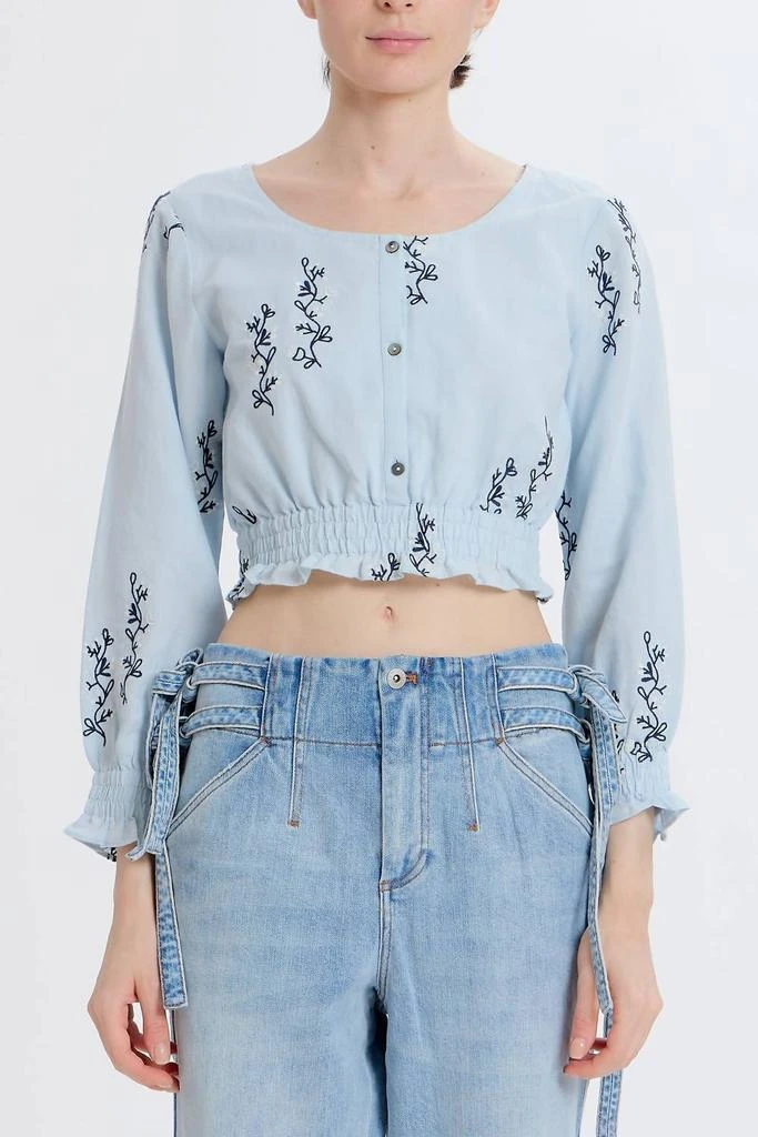 Something Navy Something Navy - Cropped Embroidered Long Sleeve Top 1