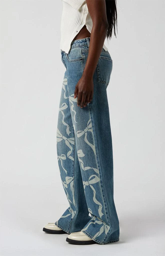 PacSun Casey Bow Graphic Low Rise Baggy Jeans Medium Indigo 3