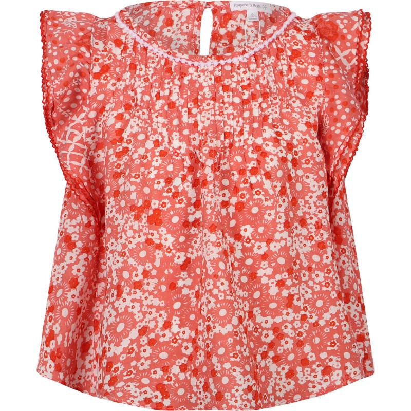 Poupette St Barth Ruffled floral top in red