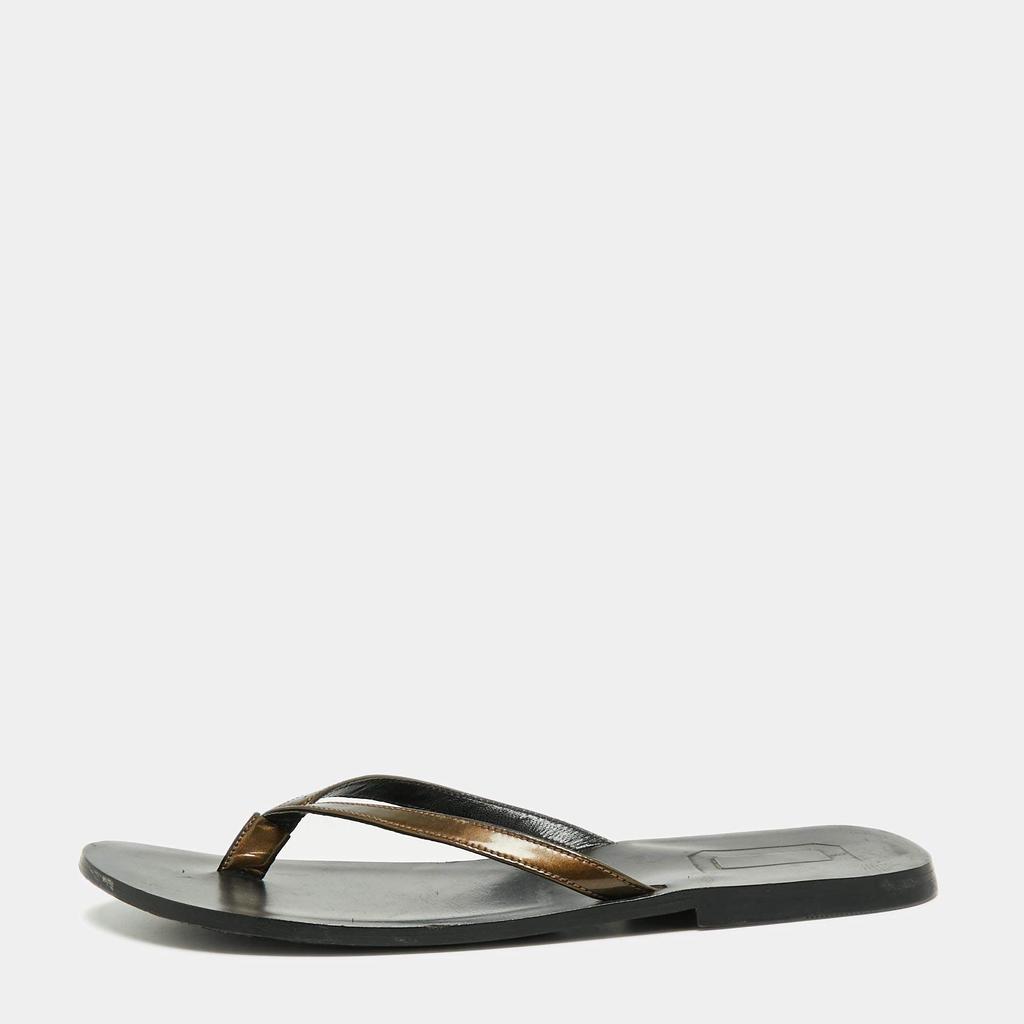 Dolce & Gabbana Dolce & Gabbana Brown Patent Leather Flat Sandals Size 40.5