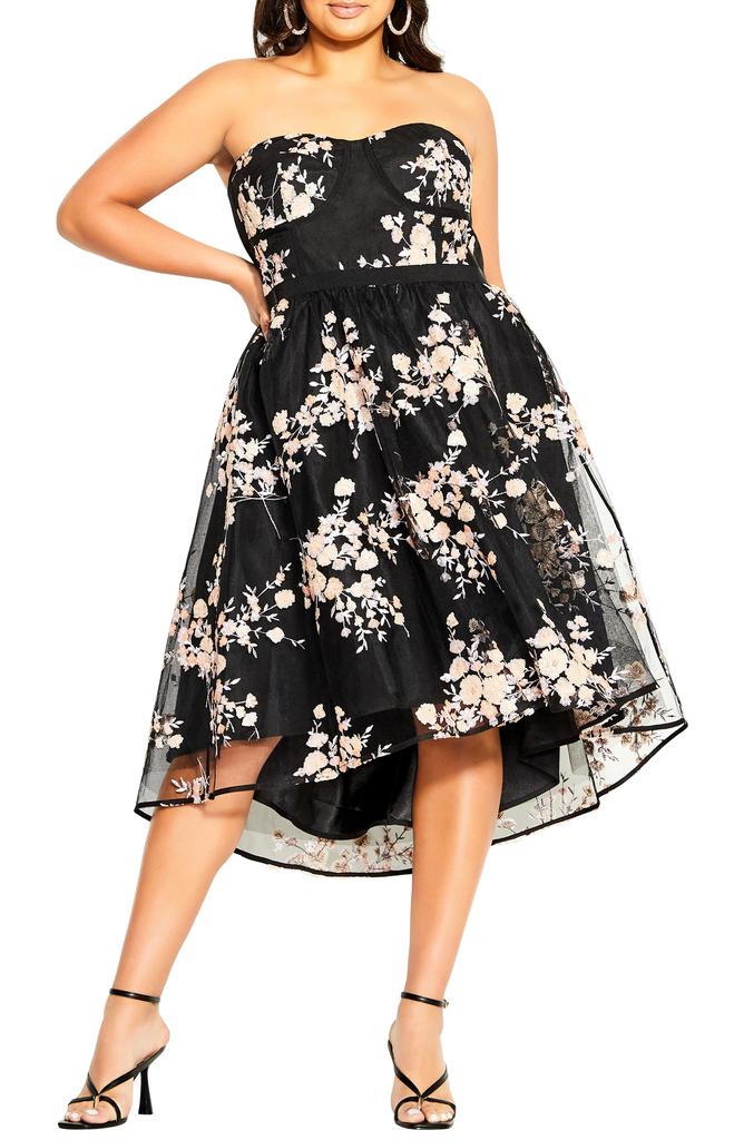 City Chic Ambrosia Fit & Flare Sequin Floral Dress