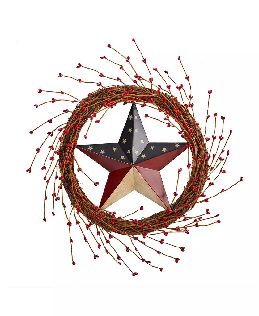 NEARLY NATURAL 20" Americana Patriotic Star Wreath 1