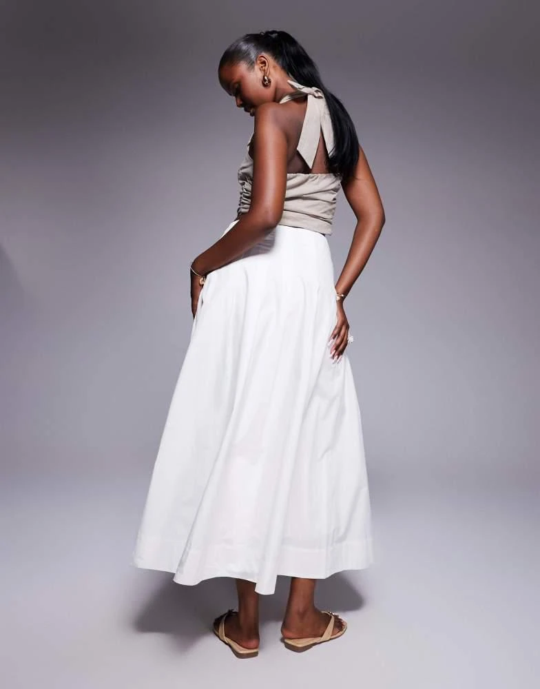 River Island River Island a line poplin midi skirt in white 3