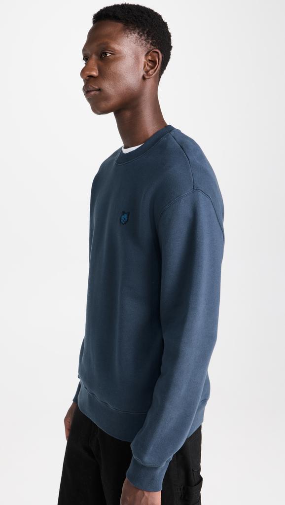 トップス maison special Crew Neck Sweatshirt MM6 Maison Margiela: Blue Spliced Logo Sweatshirt | SSENSE