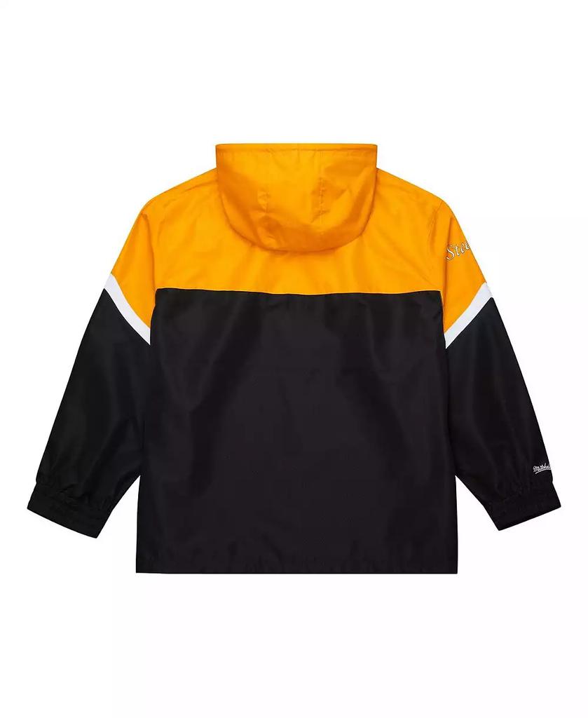 Mitchell & Ness Men's Gold/Black Pittsburgh Steelers Tie Breaker Vintage Logo Lightweight Anorak Half-Zip Windbreaker Jacket