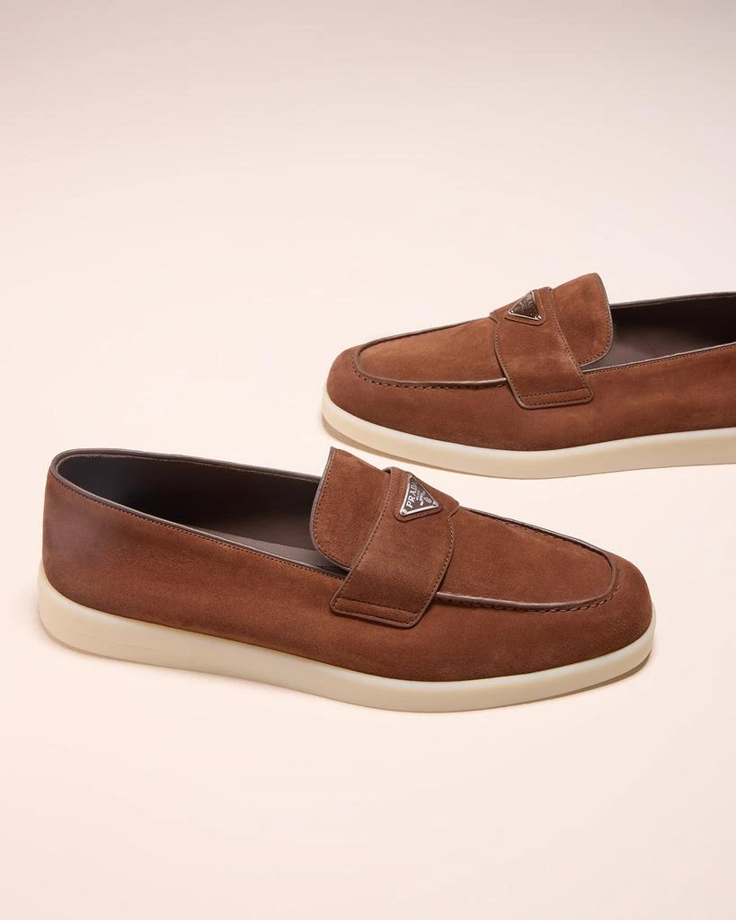 Prada Men's Saint Tropez Triangle Logo Suede Loafers 2