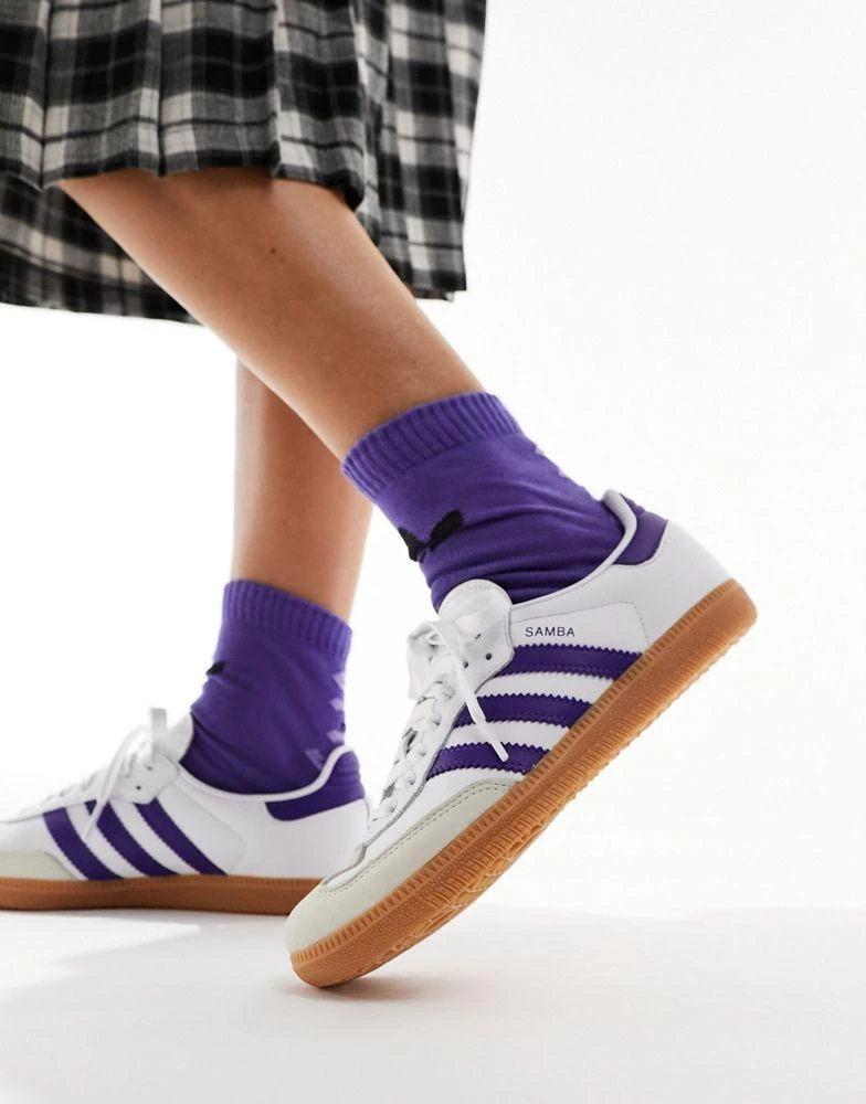 Adidas adidas Originals Samba OG trainers in white and purple 1