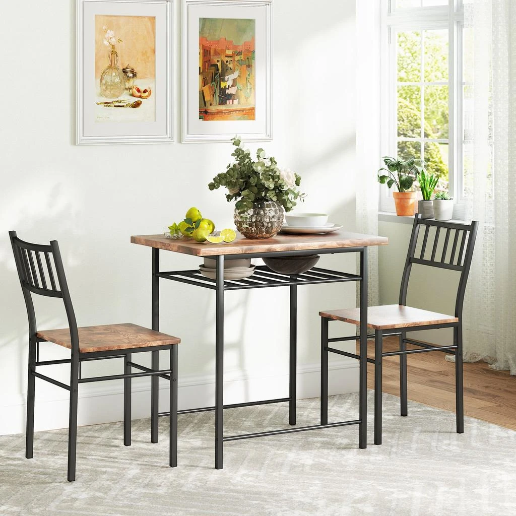Hivvago 3-Piece Dining Table Set for 2 with Storage Rack 2