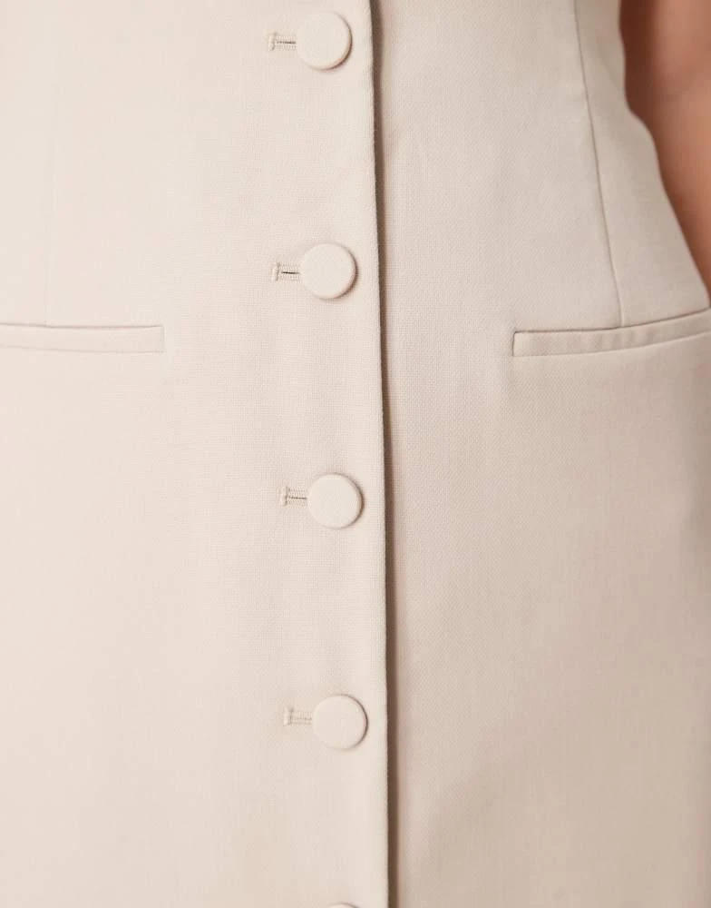 Abercrombie & Fitch Abercrombie & Fitch v button through mini dress in beige 2