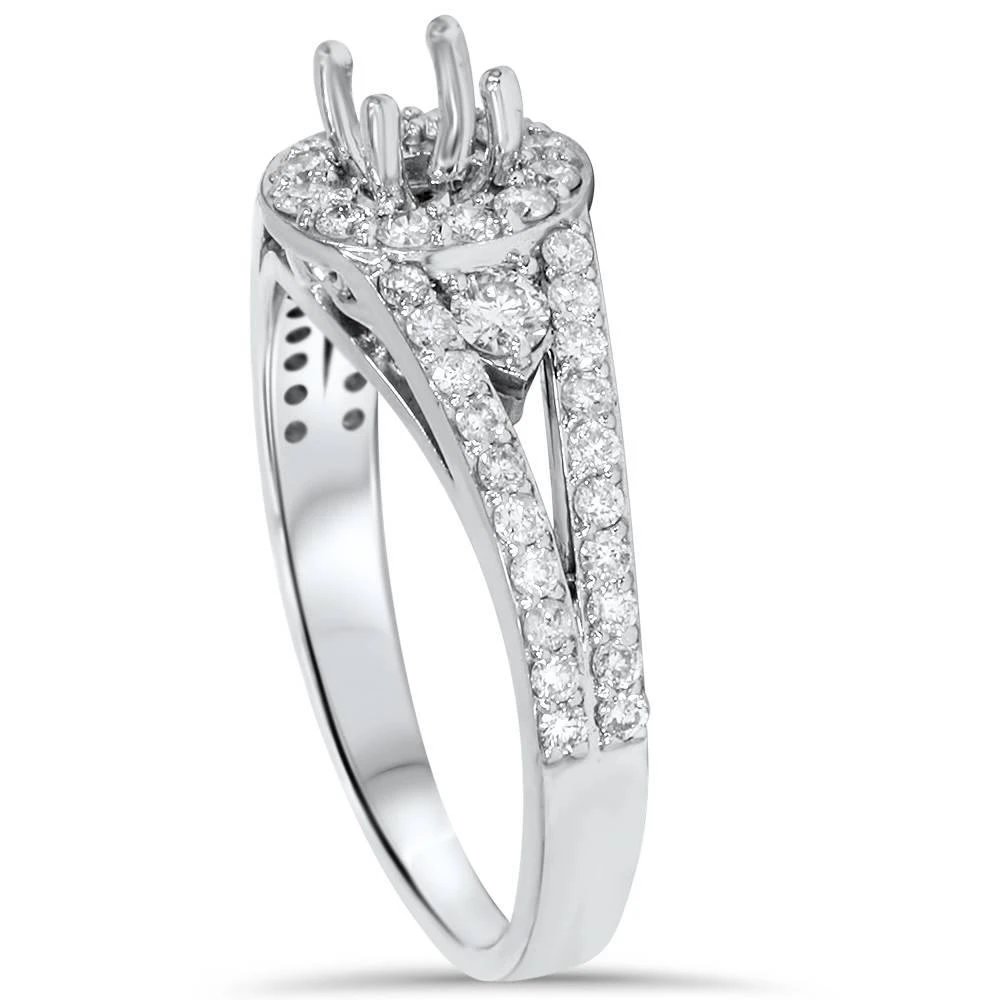 Pompeii3 3/4ct Halo Diamond Engagement Ring Setting 14K White Gold Size Selectable 2