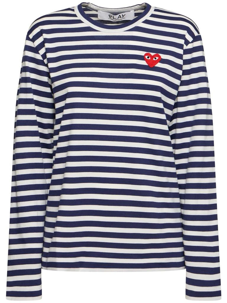 Comme des Garcons Embroidered Red Heart Cotton T-shirt 1