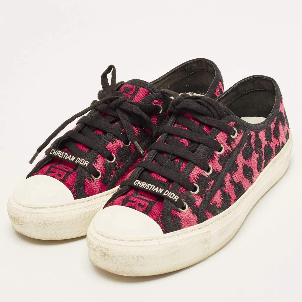 Dior Dior Pink/Black Leopard Print Canvas Walk'n'Dior Sneakers Size 38 2