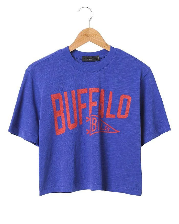 Junk Food Clothing Women's NFL Buffalo Bills Dual Threat Mock Neck Crop Tee 1