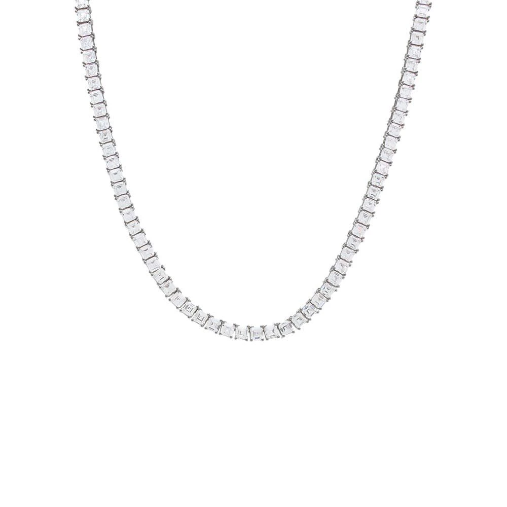 Adina Eden CZ Princess Cut Tennis Necklace 1