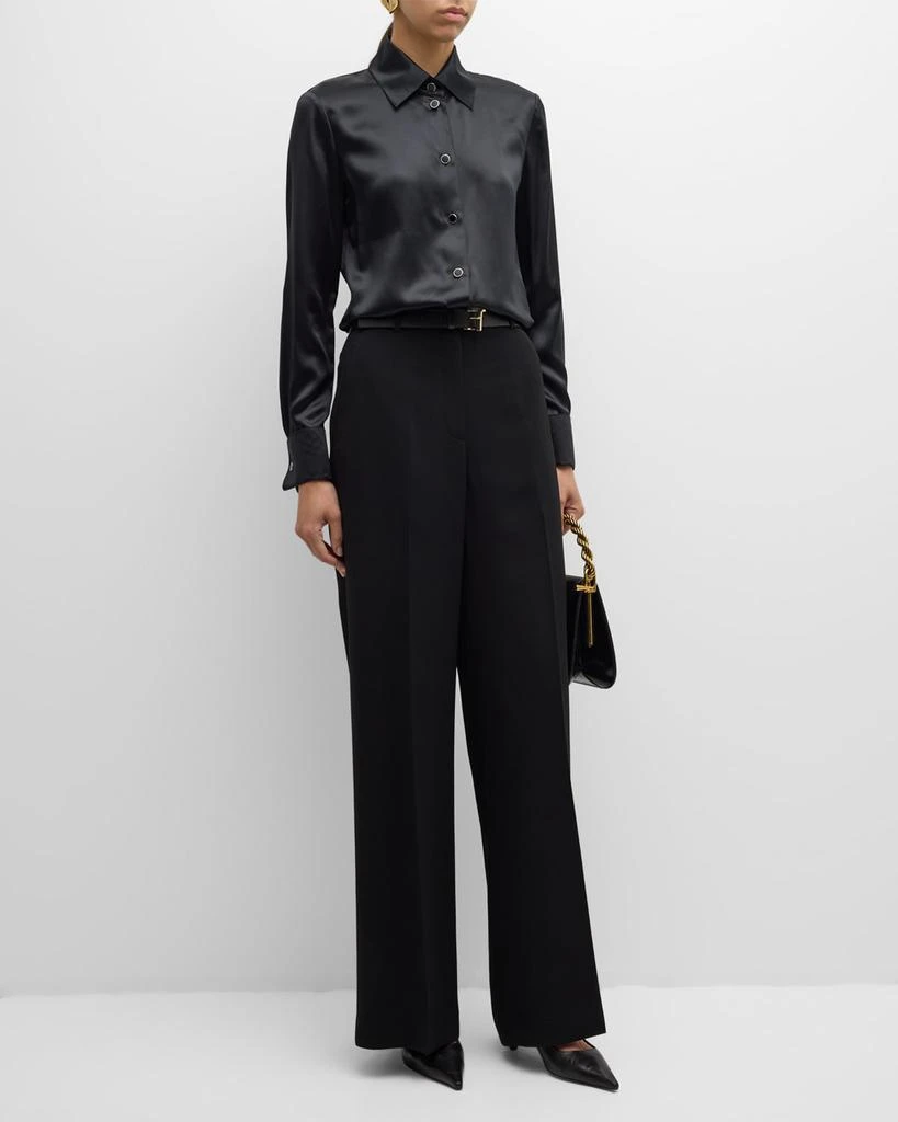 Lafayette 148 New York Button-Down Slim Silk Blouse 2