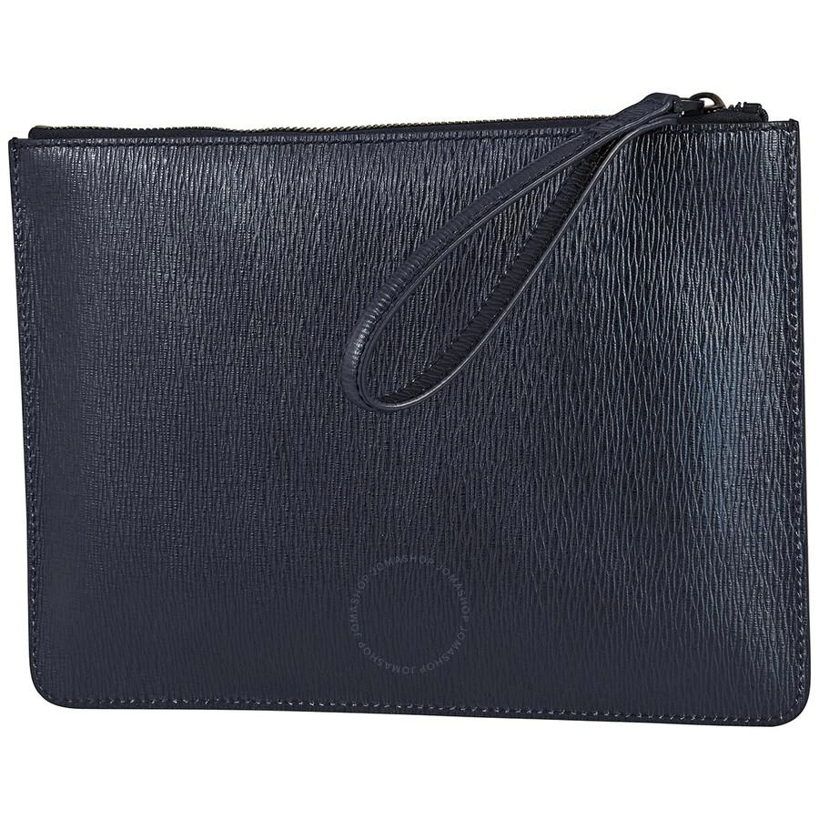 Ferragamo Salvatore Ferragamo Calfskin Leather Document Holder In Navy Blue 3