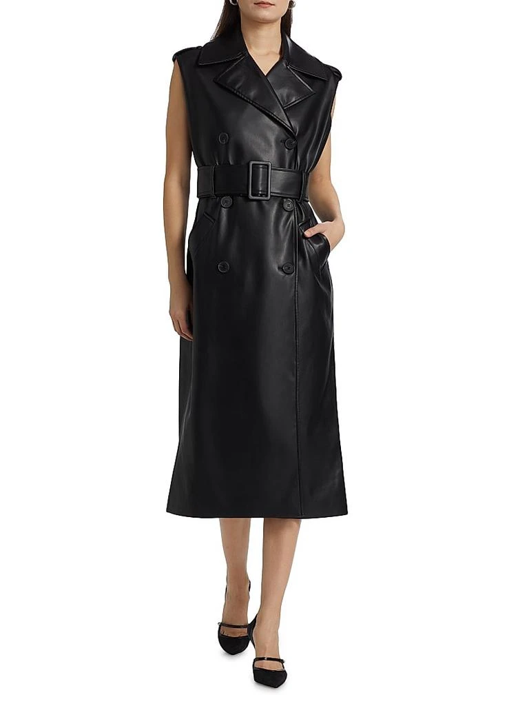 Susana Monaco Faux Leather Sleeveless Trench Coat 6