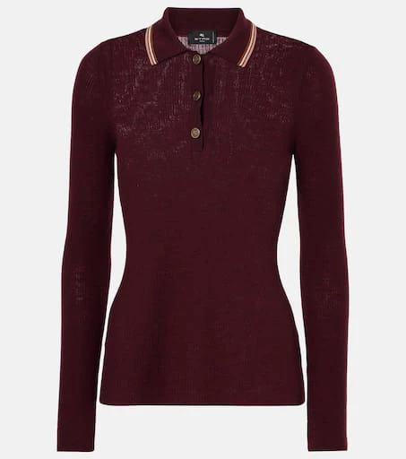 ETRO Printed wool and cotton polo sweater 1