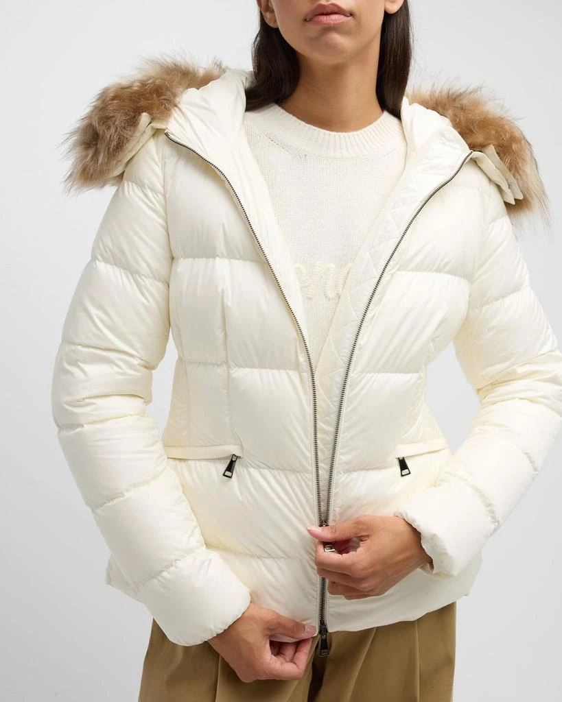 Moncler Boed Short Puffer Jacket with Shearling Hood Trim 8