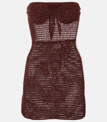 ANNA KOSTUROVA Floral crochet cotton bustier dress