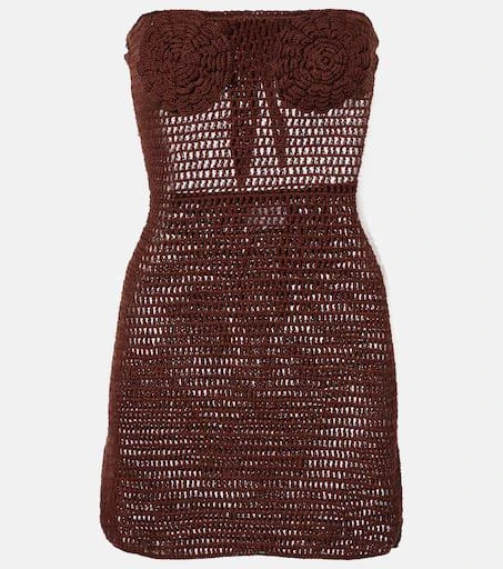 ANNA KOSTUROVA Floral crochet cotton bustier dress 1