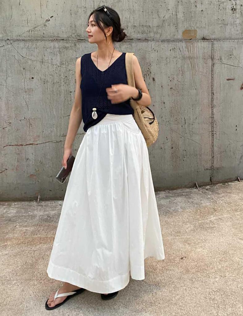Pixie Market White Poplin Skirt