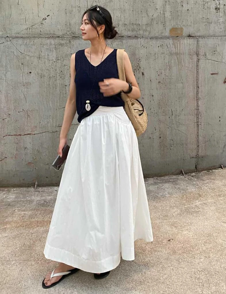 Pixie Market White Poplin Skirt 1