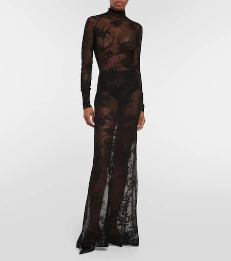 Alaïa Floral mesh maxi skirt 2