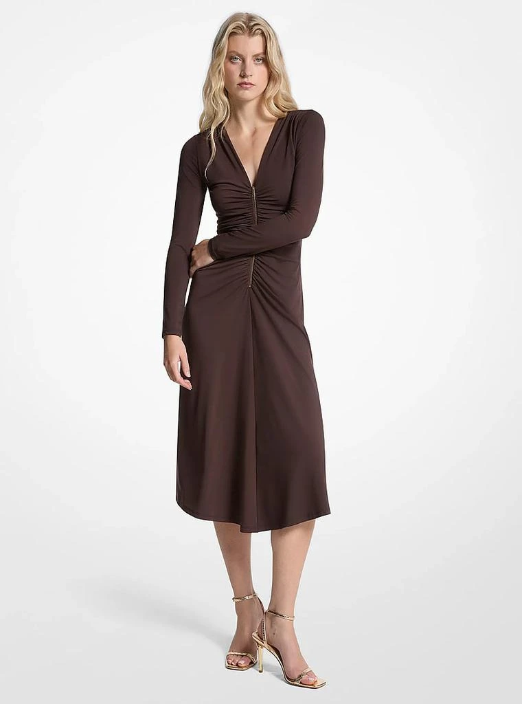 Michael Kors Ruched Stretch Matte Jersey Dress