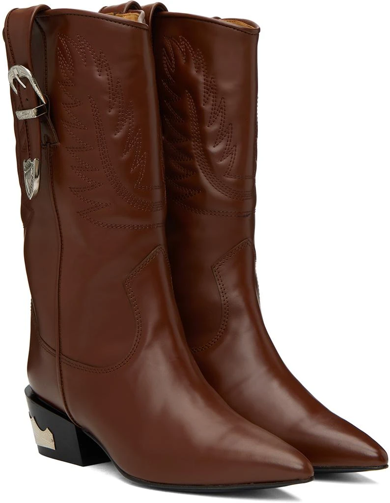 Toga Pulla Burgundy Topstitch Cowboy Boots 4