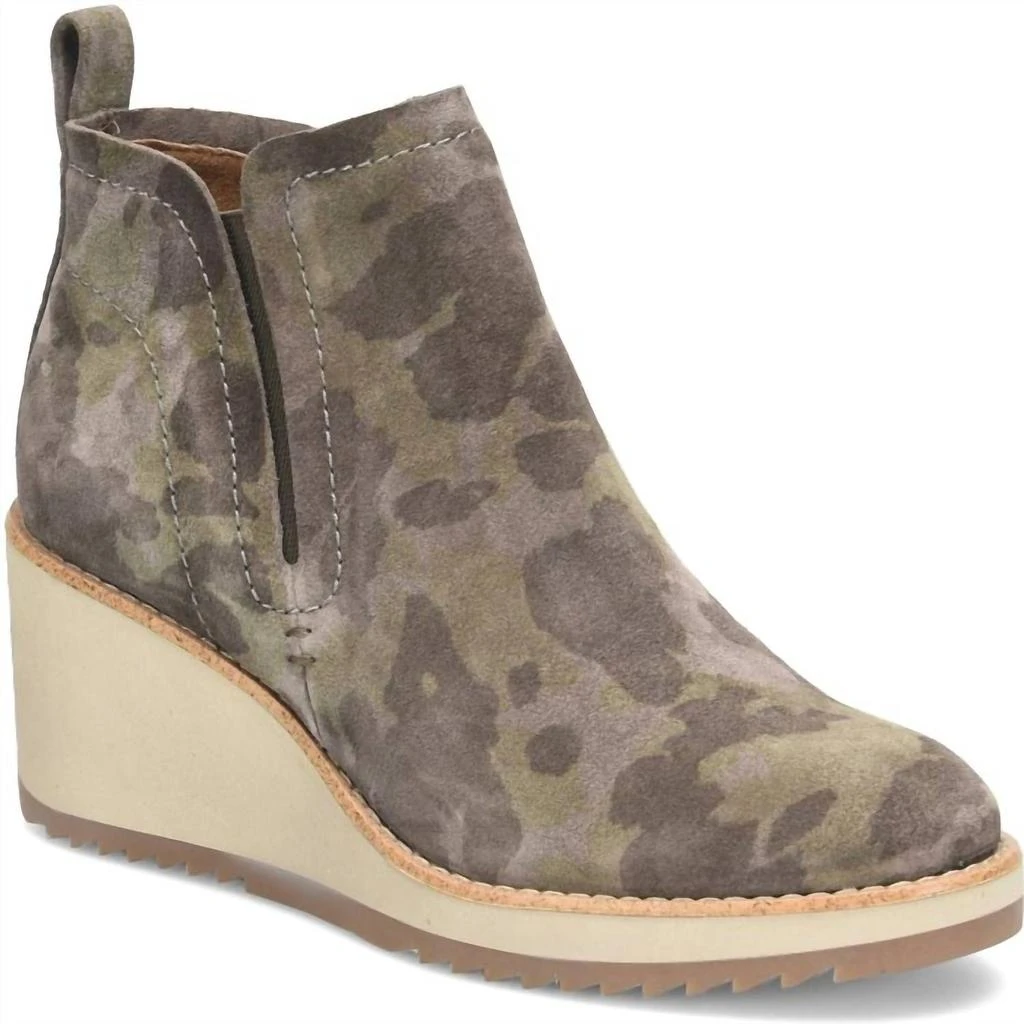 Söfft Women's Emeree Waterproof Wedge Bootie In Olive Camo 1