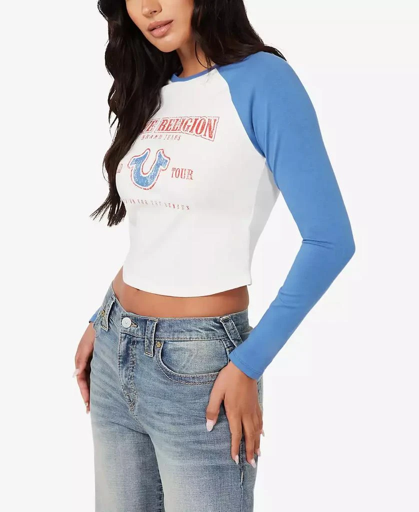 True Religion Women's Vintage-Style Contrast Raglan Top 3
