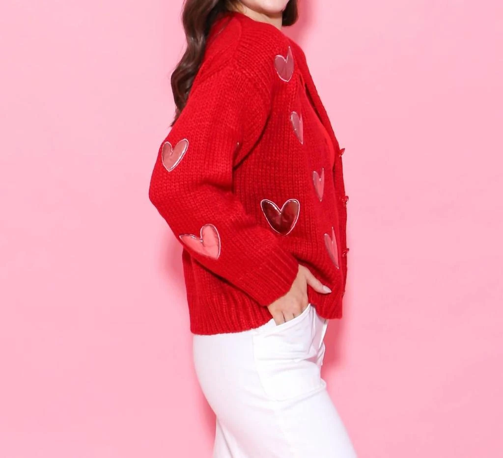 Ivy Jane Heart Felt Cardigan In Red 3