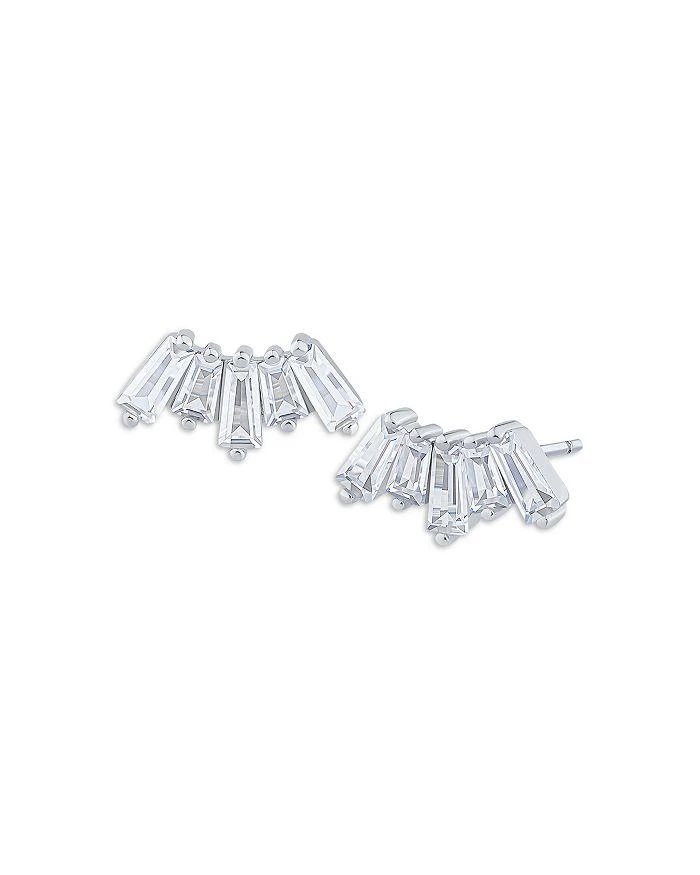 Kenneth Jay Lane Baguette Cubic Zirconia Fan Stud Earrings