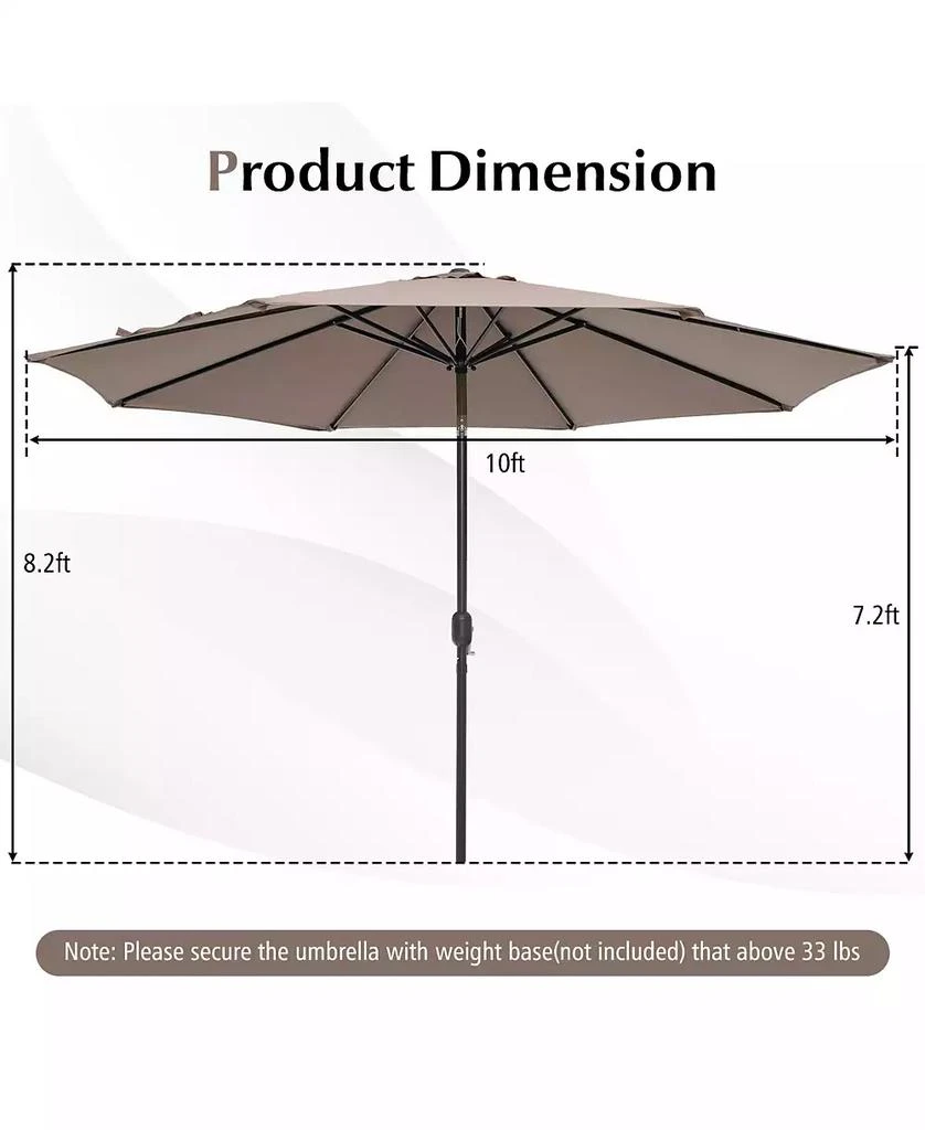 GOUUN 10 Feet Outdoor Patio Umbrella with Tilt Adjustment and Crank 3