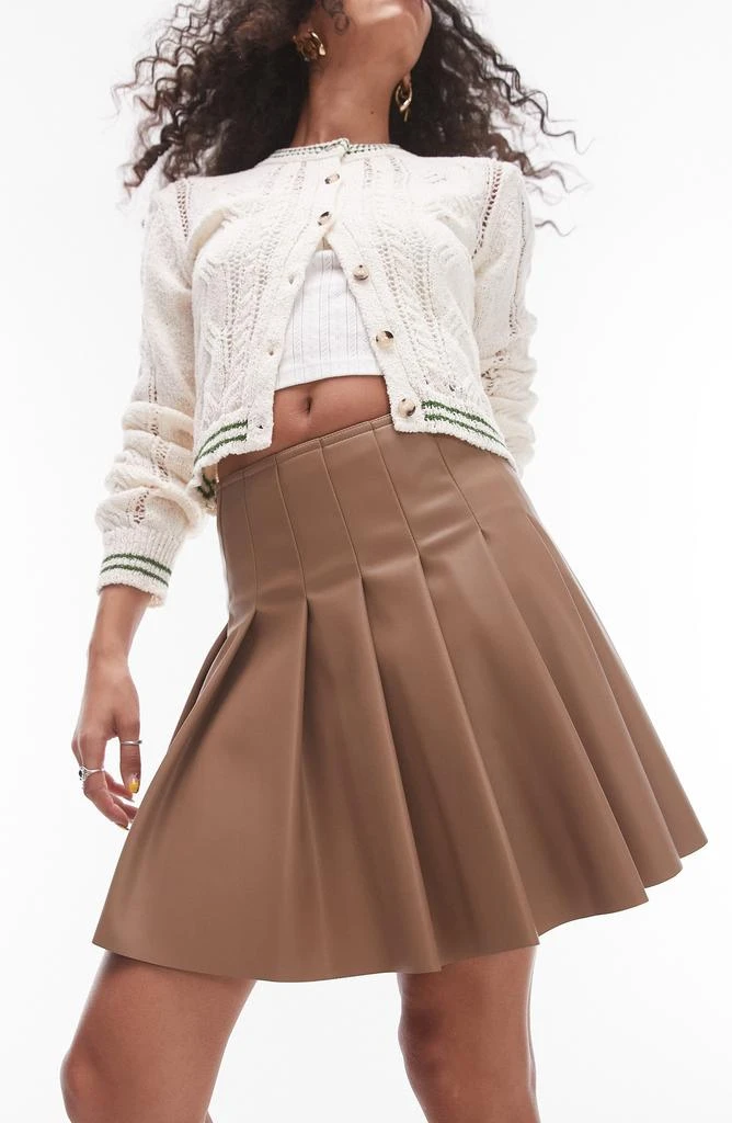 Topshop Pleated Faux Leather Miniskirt 4