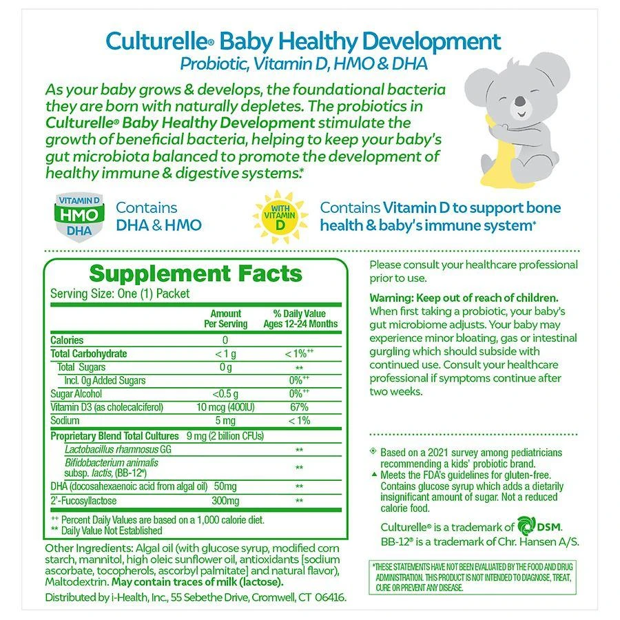 Culturelle Healthy Development Probiotic, Vitamin D, HMO & DHA, Babies & Kids Ages 1+ 2