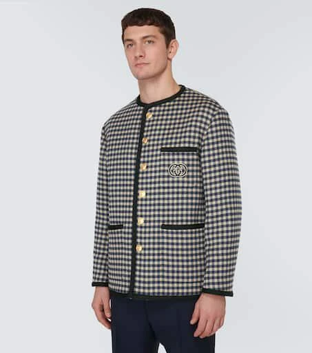 Gucci Interlocking G gingham wool jacket 3