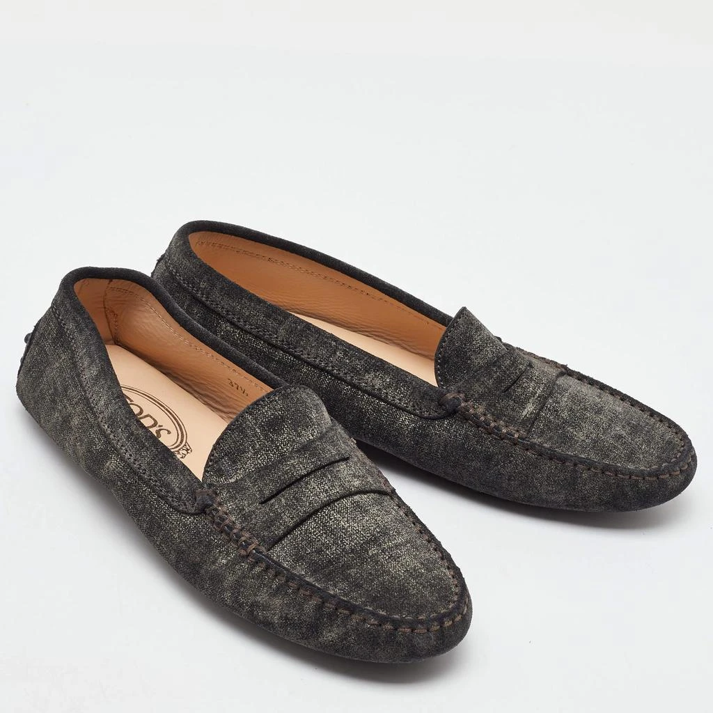 Tod\'s Charcoal Leather Slip-On Loafers Tods Mens Leather Slip On Loafers Dress Shoes Black Size  main image 4