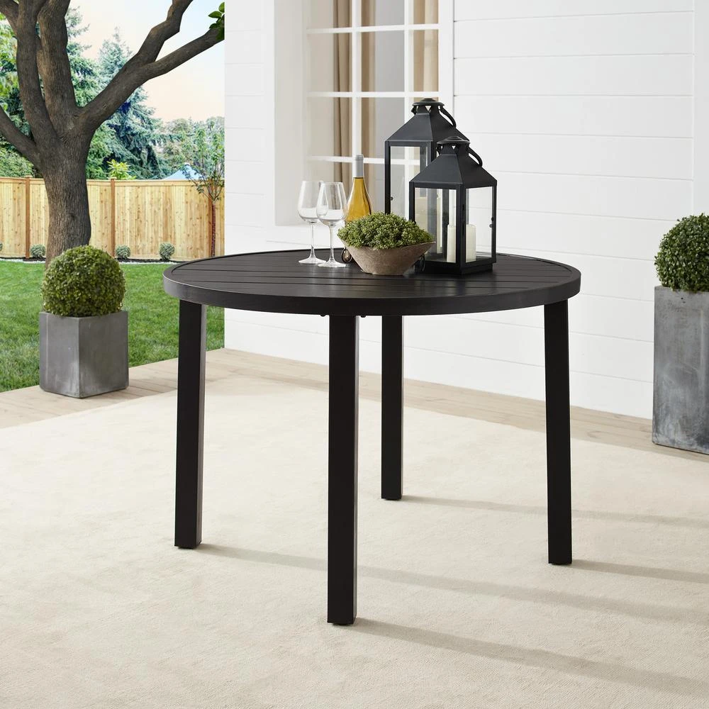 Crosley Kaplan 42" Round Outdoor Metal Dining Table Oil Rubbed Bronze 5