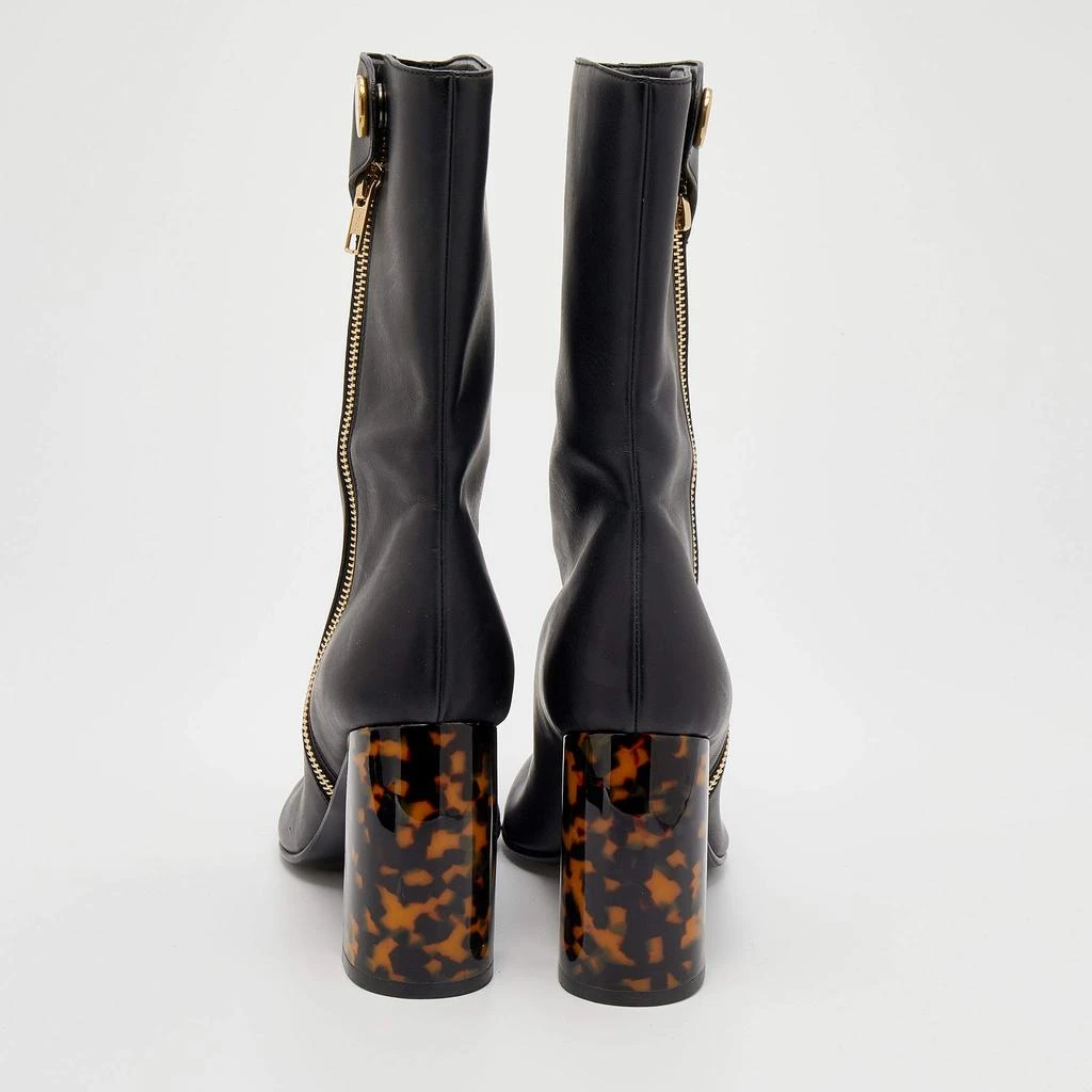 Stella McCartney Stella McCartney Black Faux Leather Tortoise Block Heel "Percy" Ankle Boots Size 37 5