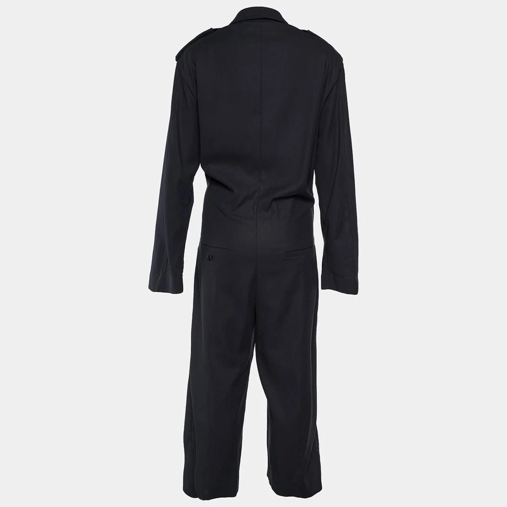 Max Mara Max Mara Black Cotton Dover Wide-leg Cady Jumpsuit M 2