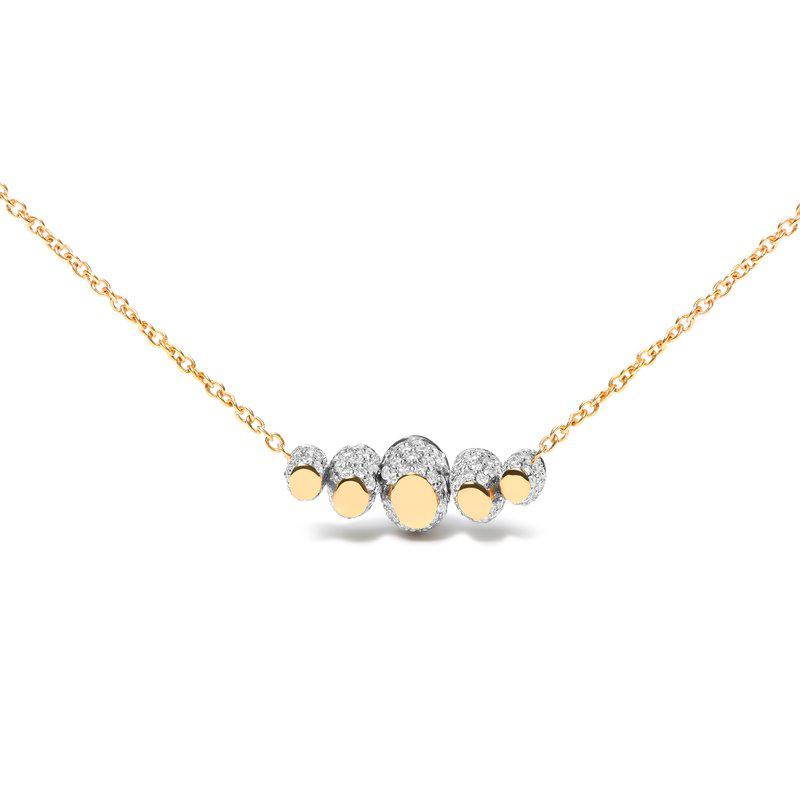 Haus of Brilliance 18K Rose Gold 3/4 Cttw Pave Diamonds and Graduated Red Ruby Gemstone Curved Bar Choker Necklace (G-H Color, SI1-SI2 Clarity)