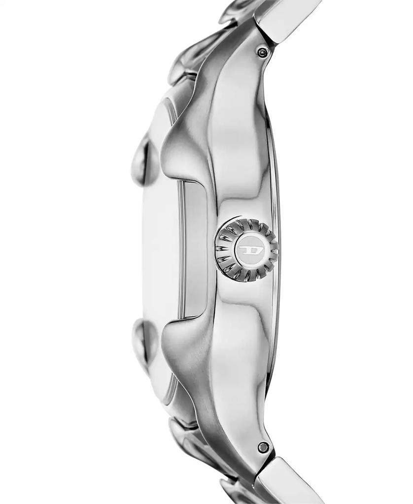 Diesel Men's Vert Three Hand Date Silver-Tone Stainless Steel Watch 44mm