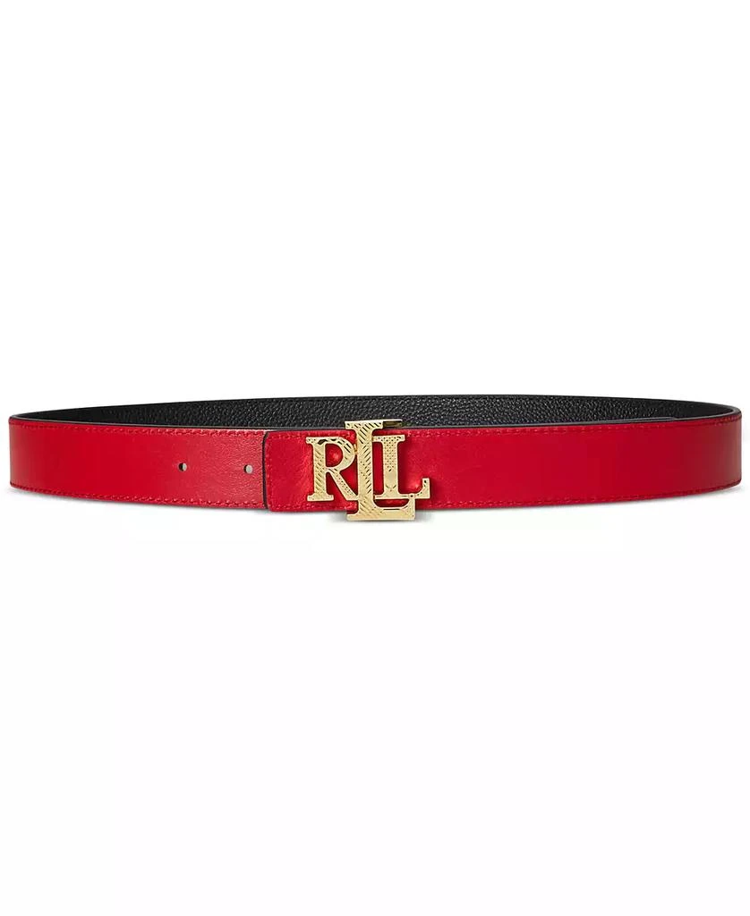 Ralph Lauren Logo Pebbled Leather Belt - Belts - Free  display picture 2