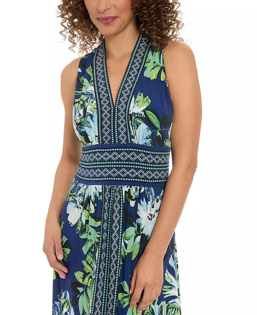 London Times Petite Floral Border-Trim Maxi Dress 4