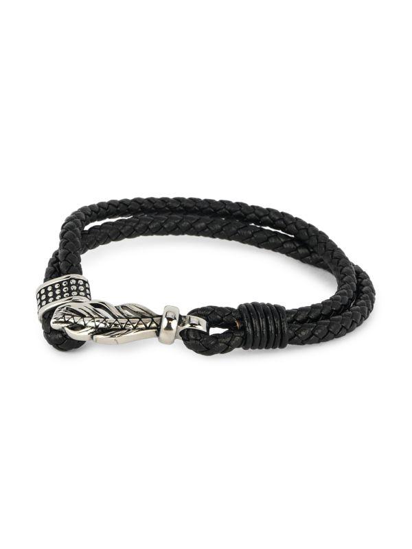 Jean Claude Stainless Steel & Leather Rope Bracelet